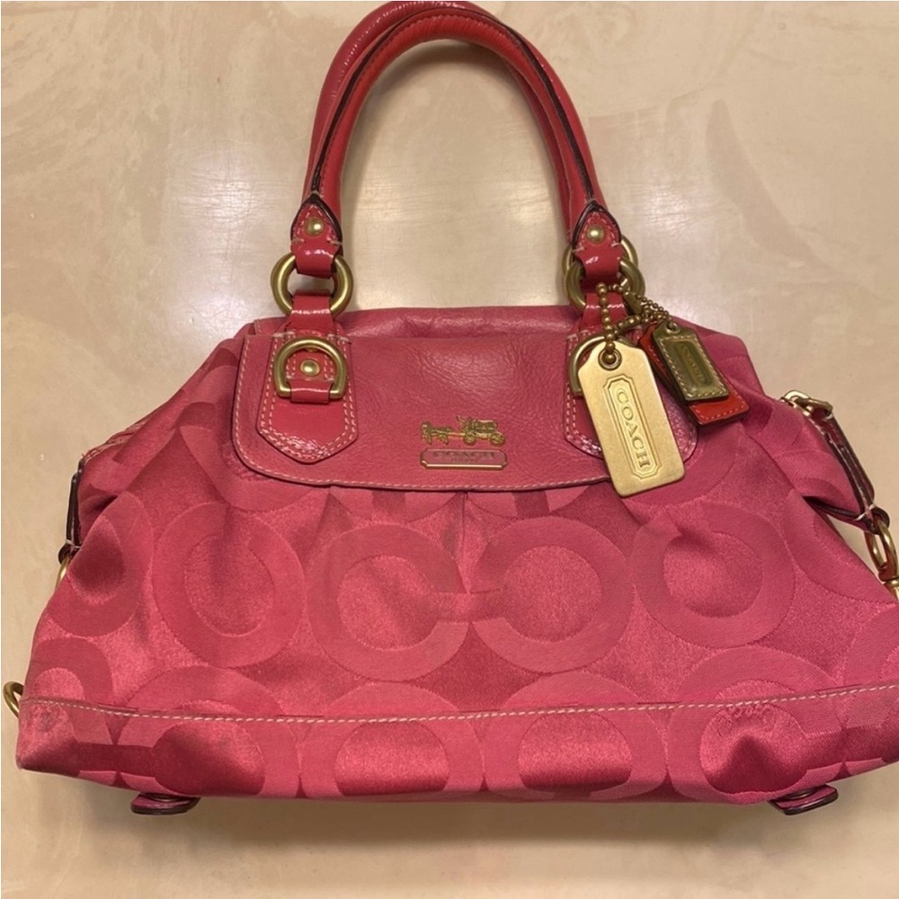 Coach Pink Signature Handbag EUC